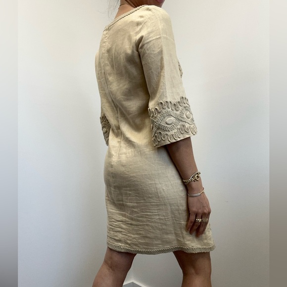Anthropologie ECI New York 100% Linen Soutache Embroidered Shift Dress Size 2 - Picture 6 of 12
